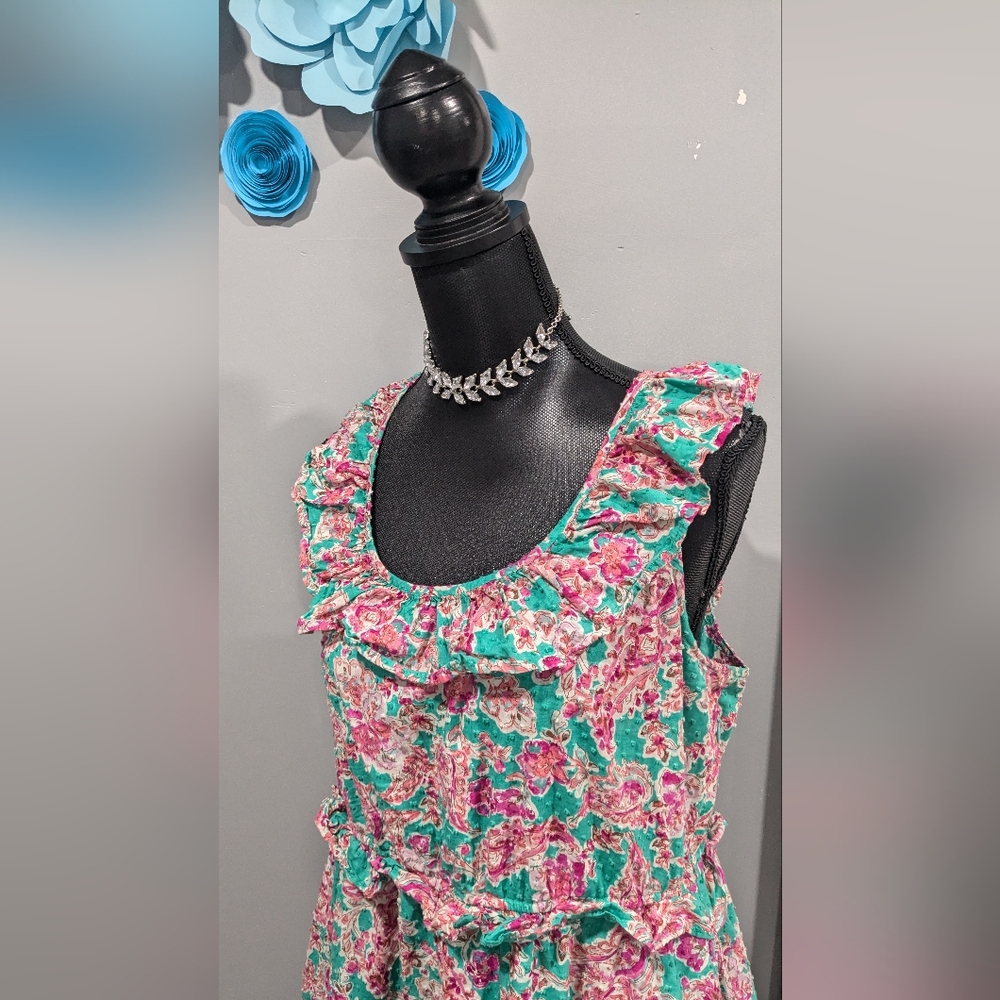 J Crew Floral Ruffle Midi Swiss Dot Dress - Picture 3 of 8
